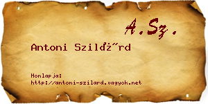Antoni Szilárd névjegykártya