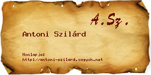 Antoni Szilárd névjegykártya